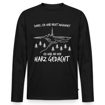 Harz Torfhaus Brocken Brockenbahn Harzer - Männer Premium Bio Langarmshirt - Schwarz - Vorne - Nico (187cm)