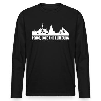 Lunebourg Lüneburger - T-shirt manches longues Premium bio Homme - noir - Devant - Nico (187cm)