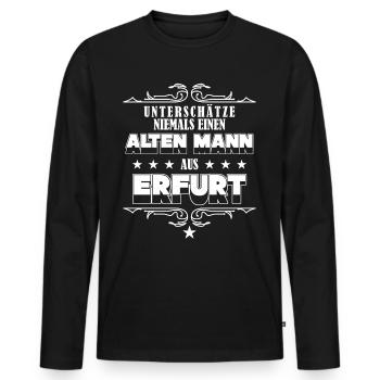 Erfurter Mann aus Erfurt - Männer Premium Bio Langarmshirt - Schwarz - Vorne - Nico (187cm)