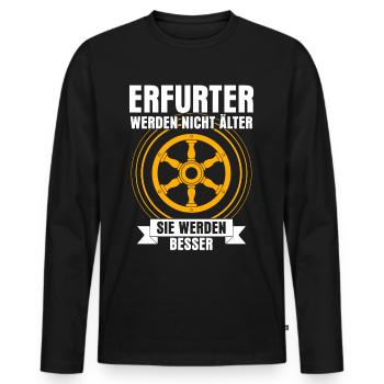 Erfurter Spruch Erfurt - Männer Premium Bio Langarmshirt - Schwarz - Vorne - Nico (187cm)
