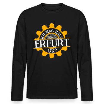 Erfurter Ich mag Erfurt - Männer Premium Bio Langarmshirt - Schwarz - Vorne - Nico (187cm)
