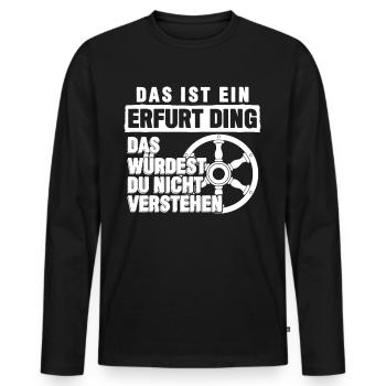Erfurter Wappen Erfurt - Männer Premium Bio Langarmshirt - Schwarz - Vorne - Nico (187cm)