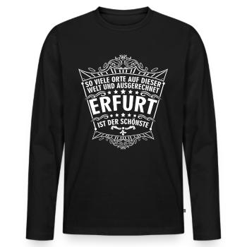 Erfurt schönste Stadt Erfurter - Männer Premium Bio Langarmshirt - Schwarz - Vorne - Nico (187cm)