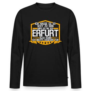 Erfurt lustig Erfurter - Männer Premium Bio Langarmshirt - Schwarz - Vorne - Nico (187cm)