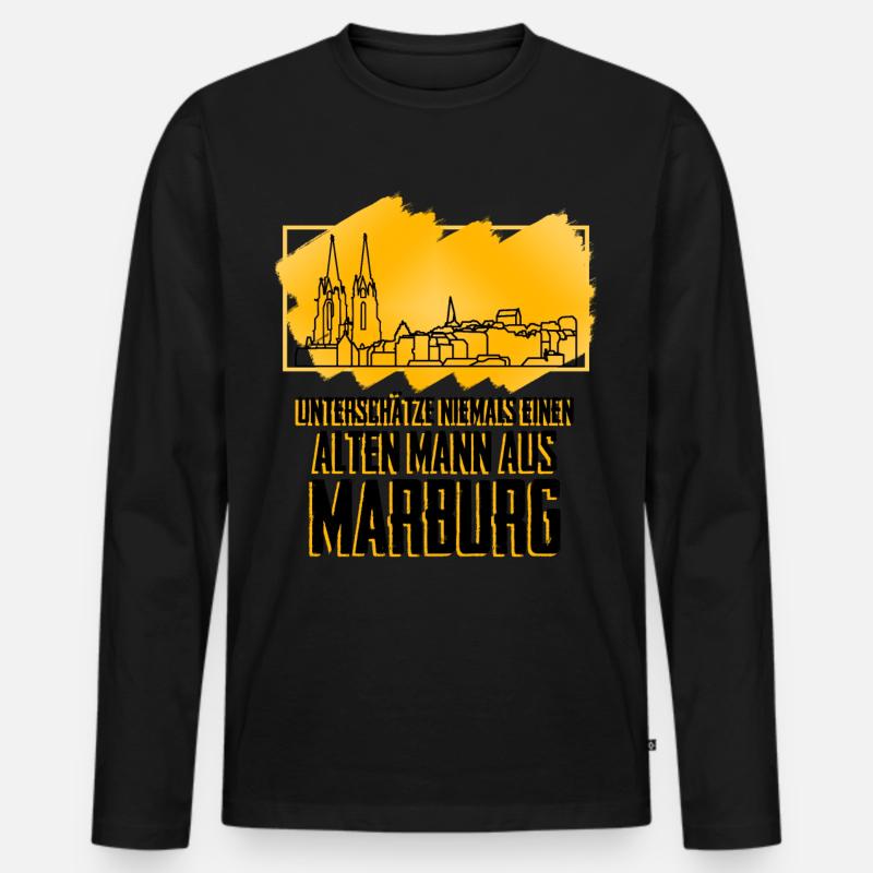 Marburg Marburger - Männer Premium Bio Langarmshirt - Schwarz
