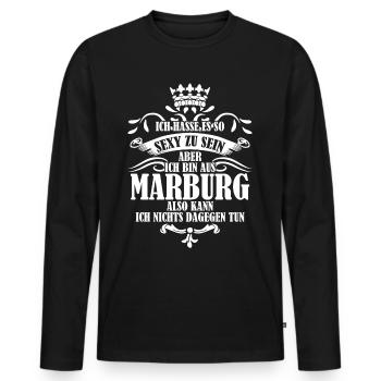 Marburg Witz Marburger - Männer Premium Bio Langarmshirt - Schwarz - Vorne - Nico (187cm)