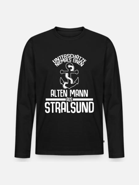 Stralsund Stralsunder - Männer Premium Bio Langarmshirt - Schwarz