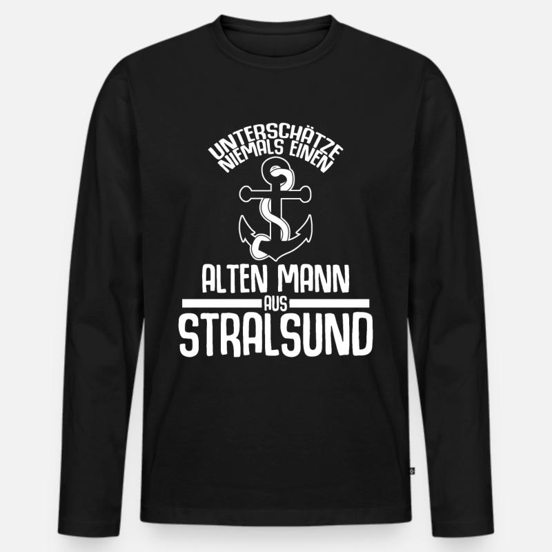 Stralsund Stralsunder - Männer Premium Bio Langarmshirt - Schwarz