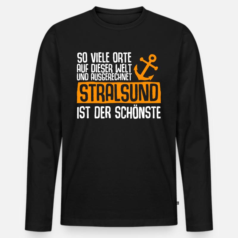Stralsunder Spruch Stralsund - Männer Premium Bio Langarmshirt - Schwarz