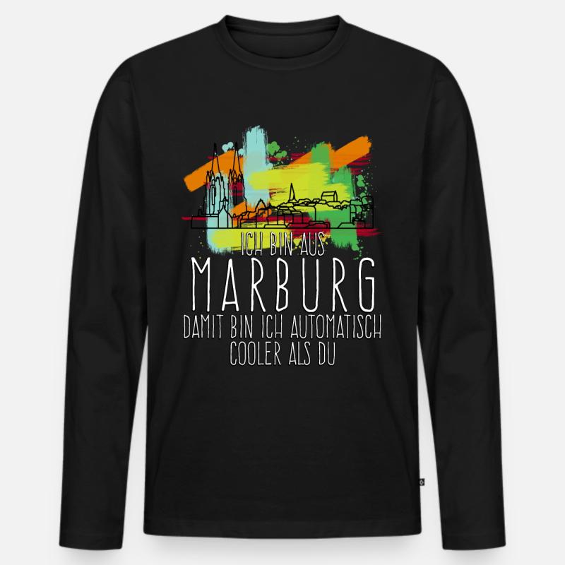 Marburg Sprüche Marburger - Männer Premium Bio Langarmshirt - Schwarz