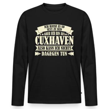 Cuxhavener Spruch Witz Cuxhaven - Männer Premium Bio Langarmshirt - Schwarz - Vorne - Nico (187cm)