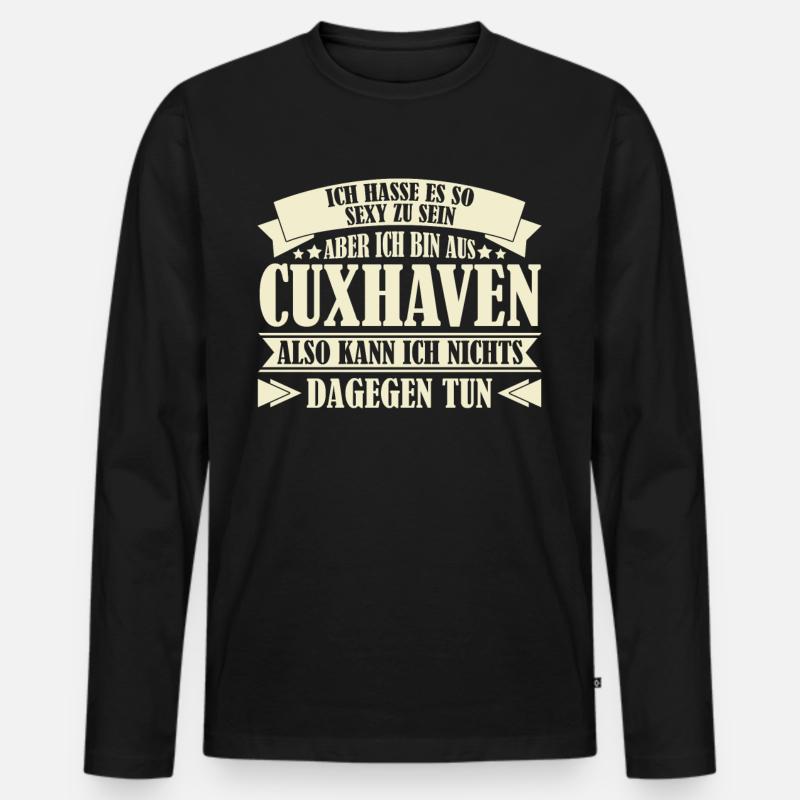 Cuxhavener Spruch Witz Cuxhaven - Männer Premium Bio Langarmshirt - Schwarz