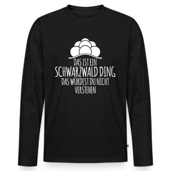 Schwarzwald Bollenhut Schwarzwälder - Männer Premium Bio Langarmshirt - Schwarz - Vorne - Nico (187cm)