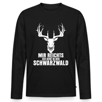 Schwarzwald Hirsch Geweih Bollenhut - Männer Premium Bio Langarmshirt - Schwarz - Vorne - Nico (187cm)