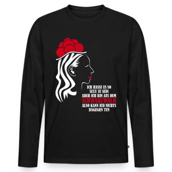 Schwarzwald Spruch mit Bollenhut - Männer Premium Bio Langarmshirt - Schwarz - Vorne - Nico (187cm)