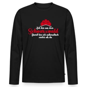 Schwarzwald Witz mit Bollenhut - Männer Premium Bio Langarmshirt - Schwarz - Vorne - Nico (187cm)