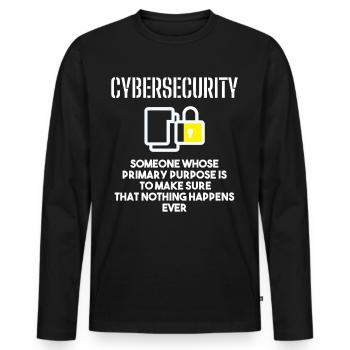 Cybersécurité - Informaticiens en sécurité des TI - T-shirt manches longues Premium bio Homme - noir - Devant - Nico (187cm)