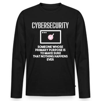 Cybersécurité - Informaticiens en sécurité des TI - T-shirt manches longues Premium bio Homme - noir - Devant - Nico (187cm)
