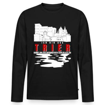 Trier Spruch Witz Trierer - Männer Premium Bio Langarmshirt - Schwarz - Vorne - Nico (187cm)