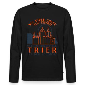 Trier Städtetrip Trierer - Männer Premium Bio Langarmshirt - Schwarz - Vorne - Nico (187cm)