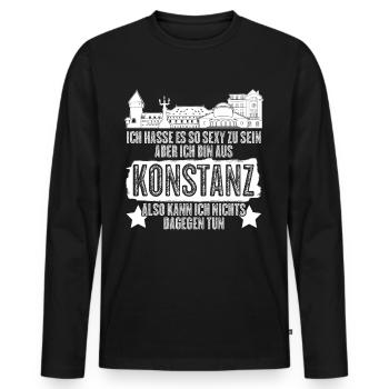 Bodensee Konstanz - Männer Premium Bio Langarmshirt - Schwarz - Vorne - Nico (187cm)