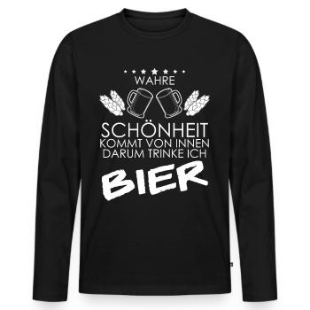 Bier Bierspruch Biertrinker Bierbrauer - Männer Premium Bio Langarmshirt - Schwarz - Vorne - Nico (187cm)