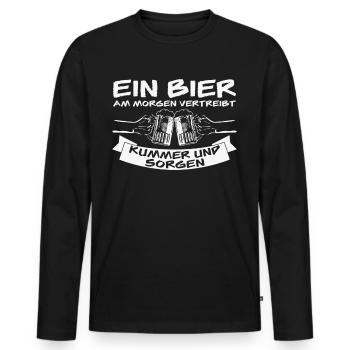 Bier am Morgen Bierspruch - Männer Premium Bio Langarmshirt - Schwarz - Vorne - Nico (187cm)