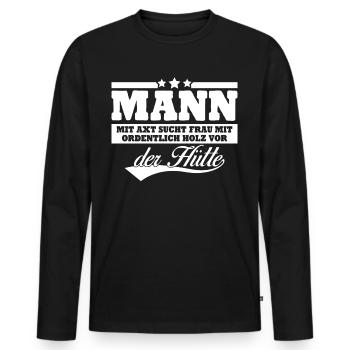 Single Mann mit Axt Alleinstehend - Männer Premium Bio Langarmshirt - Schwarz - Vorne - Nico (187cm)