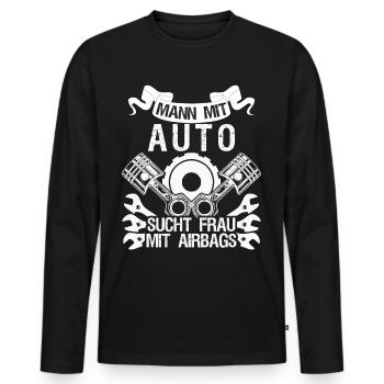 Single Mann mit Auto Alleinstehend - Männer Premium Bio Langarmshirt - Schwarz - Vorne - Nico (187cm)
