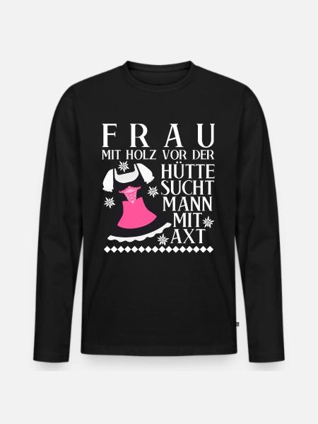 Single Frau Dirndl Alleinstehend - Männer Premium Bio Langarmshirt - Schwarz