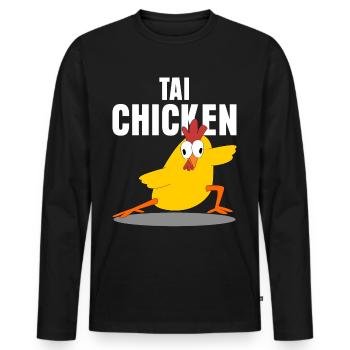 Poulets Poulet Éleveur Tai Poulet - T-shirt manches longues Premium bio Homme - noir - Devant - Nico (187cm)