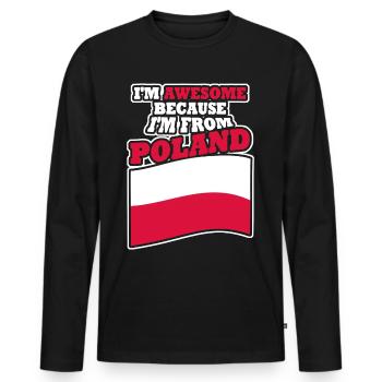 Pologne Pole Polska Drapeau polonais - T-shirt manches longues Premium bio Homme - noir - Devant - Nico (187cm)