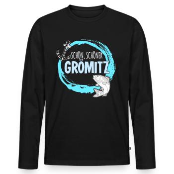 Grömitz Urlaub Ostsee - Männer Premium Bio Langarmshirt - Schwarz - Vorne - Nico (187cm)