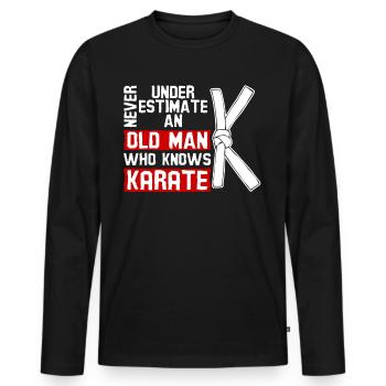 Karaté Sport Arts Martiaux - T-shirt manches longues Premium bio Homme - noir - Devant - Nico (187cm)