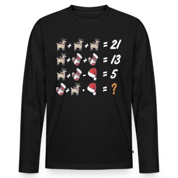 Ugly Xmas, Weihnachten, Mathematik, Aufgabe Mathe - Männer Premium Bio Langarmshirt - Schwarz - Vorne - Nico (187cm)