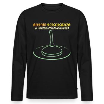 Eisstock Stockschießen Stockschütze - Männer Premium Bio Langarmshirt - Schwarz - Vorne - Nico (187cm)