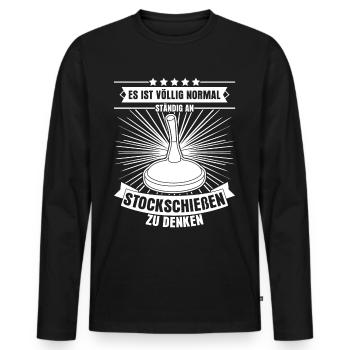 Eisstock Stockschütze Stockschießen - Männer Premium Bio Langarmshirt - Schwarz - Vorne - Nico (187cm)