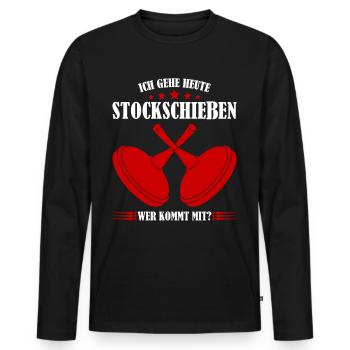 Stockschießen Stockschütze Eisstock - Männer Premium Bio Langarmshirt - Schwarz - Vorne - Nico (187cm)