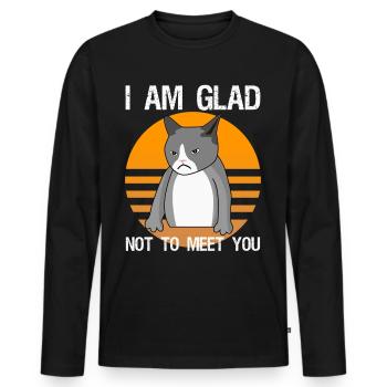 Sarcasm mean cat saying irony - Men's Premium Organic Long Sleeve Shirt - black - Front - Nico (187cm)