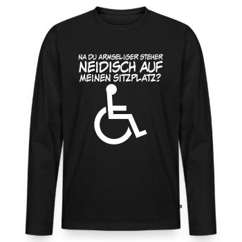 Sarkasmus Rollstuhl Rollstuhlfahrer - Männer Premium Bio Langarmshirt - Schwarz - Vorne - Nico (187cm)