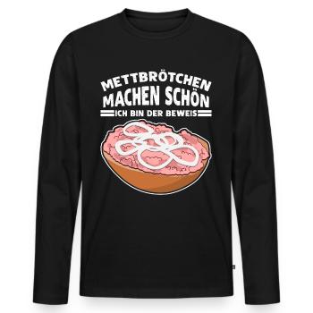 Mettigel Hackfleisch Mett Mettbrötchen - Männer Premium Bio Langarmshirt - Schwarz - Vorne - Nico (187cm)