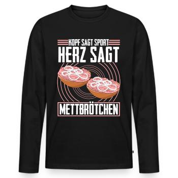 Hackfleisch Mett Mettbrötchen - Männer Premium Bio Langarmshirt - Schwarz - Vorne - Nico (187cm)