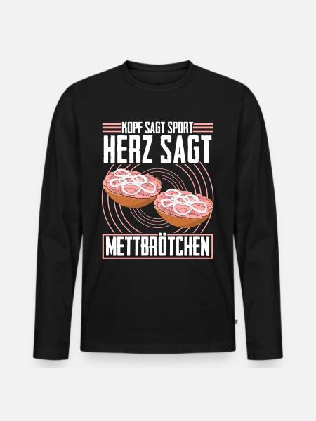 Hackfleisch Mett Mettbrötchen - Männer Premium Bio Langarmshirt - Schwarz