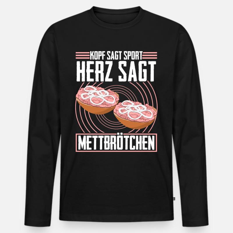 Hackfleisch Mett Mettbrötchen - Männer Premium Bio Langarmshirt - Schwarz