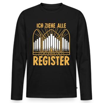 Orgel Register ziehen Orgelspieler - Männer Premium Bio Langarmshirt - Schwarz - Vorne - Nico (187cm)