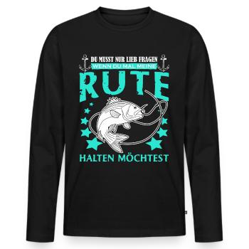 Angeln Witz Angelrute Fischer Angler - Männer Premium Bio Langarmshirt - Schwarz - Vorne - Nico (187cm)