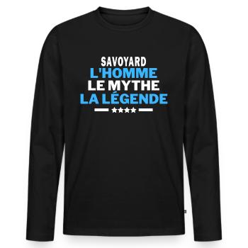 SAVOYARD l'homme le mythe la légende - humour - T-shirt manches longues Premium bio Homme - noir - Devant - Nico (187cm)