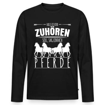 Reiten Reiter Pferde Pferd - Männer Premium Bio Langarmshirt - Schwarz - Vorne - Nico (187cm)