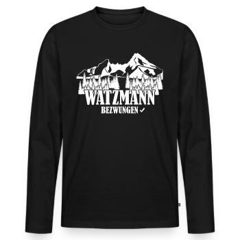 Watzmann Bergsteiger Watzmannmassiv - Männer Premium Bio Langarmshirt - Schwarz - Vorne - Nico (187cm)