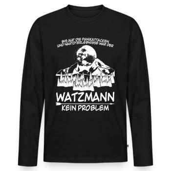 Watzmann Wandern Witz Watzmannmassiv - Männer Premium Bio Langarmshirt - Schwarz - Vorne - Nico (187cm)
